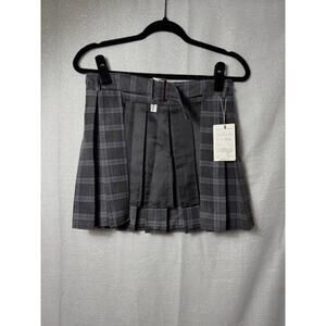 MINGLIGELIYA OPEN FRONT PLEATED PLAID SKIRT NWT